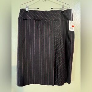 Eccoci Sally  Womens Wool Black and Pink Striped Dress  Skirt Pleated 12 NWT